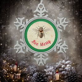 Adorno De Peltre Tipo Copo De Nieve Bee Merry Christmas Bee