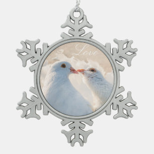 Adorno De Peltre Tipo Copo De Nieve Besando palomas - Amor