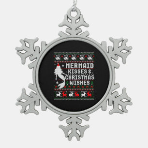 Adorno De Peltre Tipo Copo De Nieve Besos De Sirena Y Navidades Desean Un Suéter Feo