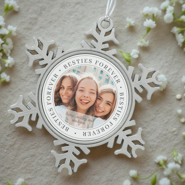 Adorno De Peltre Tipo Copo De Nieve Besties Forever BFF Personalizado sencillo moderno (Subido por el creador)