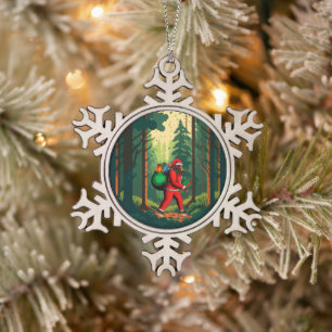 Adorno De Peltre Tipo Copo De Nieve Bigfoot Santa Claus Bolsa de Regalos