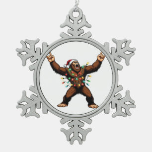 Adorno De Peltre Tipo Copo De Nieve Bigfoot Sasquatch Cuernos de Diablo Navidad 2026 R