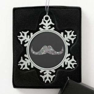 Adorno De Peltre Tipo Copo De Nieve Bigote brillante de mosaico plateado personalizabl