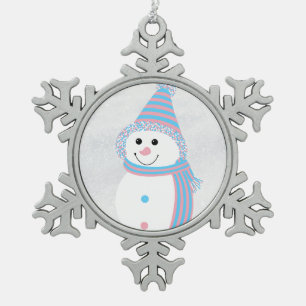 Adorno De Peltre Tipo Copo De Nieve Blanco azul rosado del muñeco de nieve del orgullo