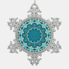 Adorno De Peltre Tipo Copo De Nieve Blue Aqua Mandala Rosette Retro Hippie