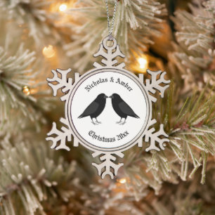 Adorno De Peltre Tipo Copo De Nieve Boda gótico Kissing Ravens Personalizado