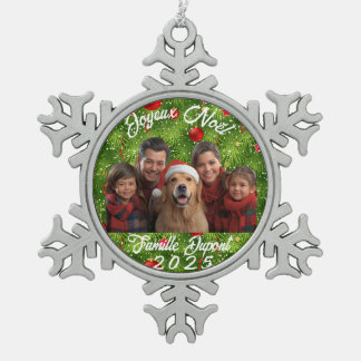 Adorno De Peltre Tipo Copo De Nieve Bola de Navidad Foto Familia Personalizada