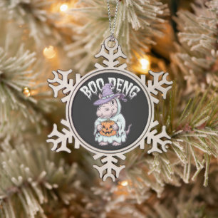 Adorno De Peltre Tipo Copo De Nieve Boo deng Spooky Halloween Moo Deng Baby Hippo