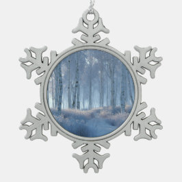 Adorno De Peltre Tipo Copo De Nieve Bosque de abedules radiante de nieve