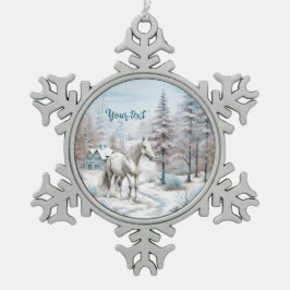 Adorno De Peltre Tipo Copo De Nieve Bosque de nieve Navidades de la escena del caballo