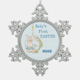 Adorno De Peltre Tipo Copo De Nieve Boy First Easter Bunny on Flower Swing