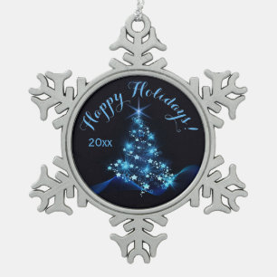 Adorno De Peltre Tipo Copo De Nieve Brillo azul de estrellas en el oscuro año del árbo