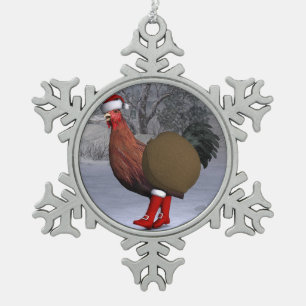 Adorno De Peltre Tipo Copo De Nieve Brown Rooster Santa Claus