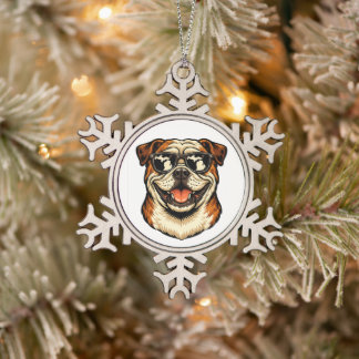 Adorno De Peltre Tipo Copo De Nieve Bulldog de Michigan con gafas de sol