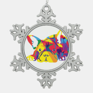 Adorno De Peltre Tipo Copo De Nieve Bulldog francés estrella