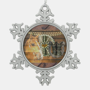 Adorno De Peltre Tipo Copo De Nieve Caballo Occidental Herradura Caballo Vagón Cowboy 
