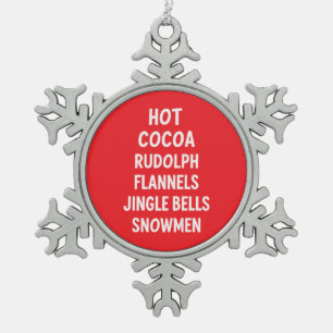 Adorno De Peltre Tipo Copo De Nieve Cacao Caliente Rudolph Franela Campanas de Navidad