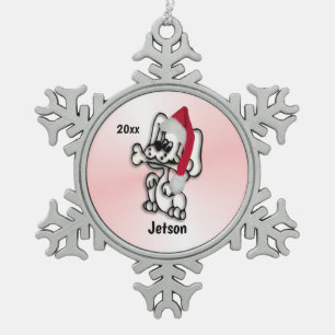Adorno De Peltre Tipo Copo De Nieve Cachorro de regalo de Navidad personalizado
