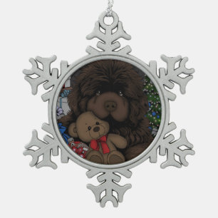 Adorno De Peltre Tipo Copo De Nieve cachorro de Terranova oso de peluche