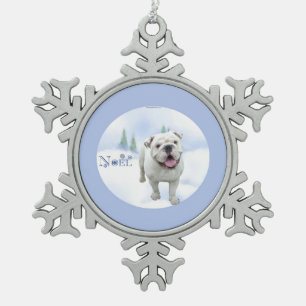 Adorno De Peltre Tipo Copo De Nieve Cadena de teclas de Noel de bulldog