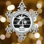 Adorno De Peltre Tipo Copo De Nieve Camareros de la Fiesta de Bachelor de la Palmera d<br><div class="desc">Palmeras negras de Guay en una elegante fiesta de soltero personalizado o adornos navideños. Personalizar estos buenos favores para tu boda de destino. Son perfectas para que toda la fiesta nupcial pueda llevar a una cena de ensayo de escapada de la isla o para una criada de honor o un...</div>
