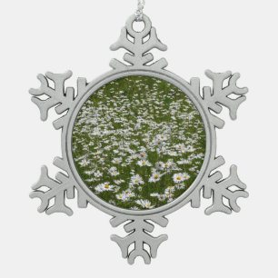 Adorno De Peltre Tipo Copo De Nieve Campo de flores silvestres de Daisies Alaskan