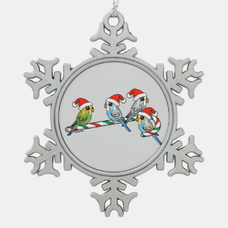 Adorno De Peltre Tipo Copo De Nieve Candy Cane Santa Budgies