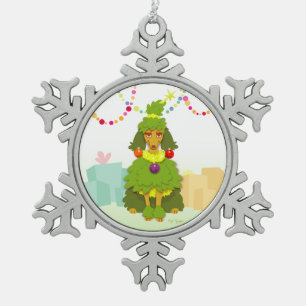 Adorno De Peltre Tipo Copo De Nieve Caniche divertido del árbol de navidad