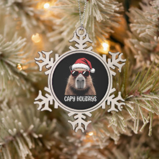 Adorno De Peltre Tipo Copo De Nieve Capy Vacaciones Navidad Capybara Navidad Sombrero