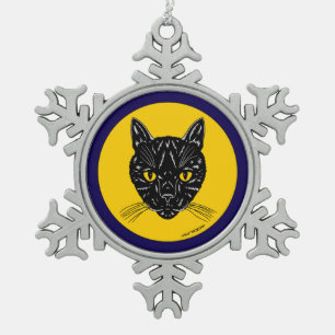 Adorno De Peltre Tipo Copo De Nieve Cara de Gato Negro