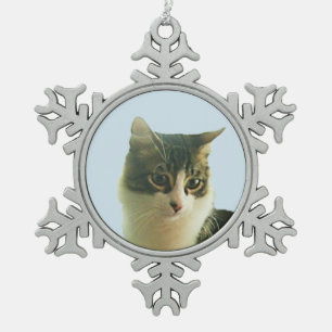 Adorno De Peltre Tipo Copo De Nieve Cara de gato tabby linda