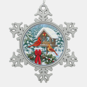 Adorno De Peltre Tipo Copo De Nieve Cardenales y Navidades Alimentador de aves