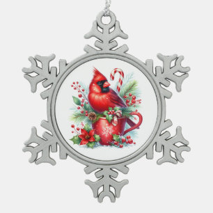 Adorno De Peltre Tipo Copo De Nieve Cardinal Ornament