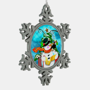 Adorno De Peltre Tipo Copo De Nieve Caroling Snowman