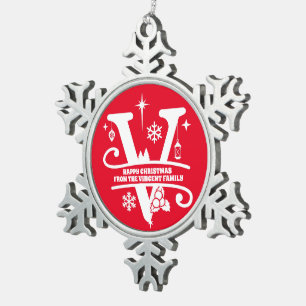 Adorno De Peltre Tipo Copo De Nieve Carta V Monograma Nombre inicial de familia Saludo