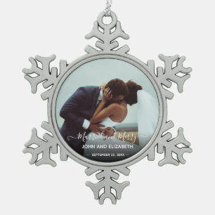 Adorno De Peltre Tipo Copo De Nieve Casado Merry Newlyweds Navidades de Photo1st Mr.