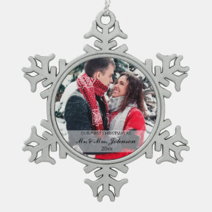 Adorno De Peltre Tipo Copo De Nieve Casado y Feliz Primera Fotos de Navidad
