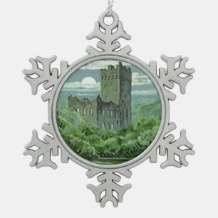 Adorno De Peltre Tipo Copo De Nieve Castillo Verde Blarney Irlanda Trébol