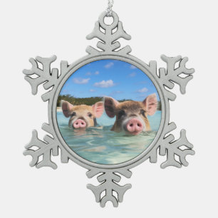 Adorno De Peltre Tipo Copo De Nieve Cerdo nadador lindo Exuma Bahamas