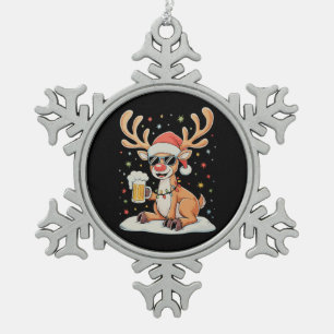 Adorno De Peltre Tipo Copo De Nieve Cerveza Reno de Navidad Luces de Navidad Santa Fie