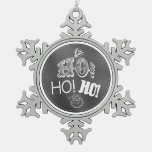 Adorno De Peltre Tipo Copo De Nieve Chic Festivo Pizarra Ho, Ho, Ho Santa