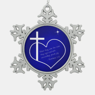 Adorno De Peltre Tipo Copo De Nieve Christian Merry Christmas blue