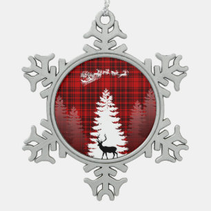Adorno De Peltre Tipo Copo De Nieve ciervo de santa árbol de navidad cuadros rojos a c