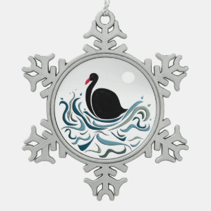 Adorno De Peltre Tipo Copo De Nieve Cisne negro