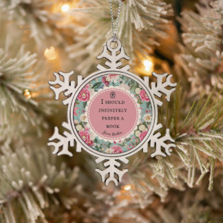 Adorno De Peltre Tipo Copo De Nieve Cita de Jane Austen con flores vintage