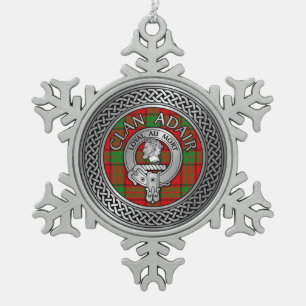 Adorno De Peltre Tipo Copo De Nieve Clan Adair Escudo y Tartan Knot