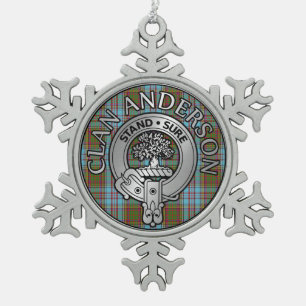 Adorno De Peltre Tipo Copo De Nieve Clan Anderson Escudo y Tartán