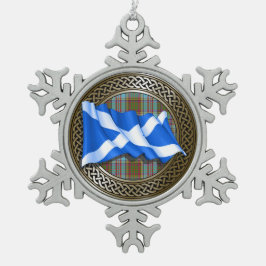 Adorno De Peltre Tipo Copo De Nieve Clan Anderson Tartan Knot & Flag