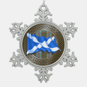 Adorno De Peltre Tipo Copo De Nieve Clan Anderson Tartan Knot & Flag