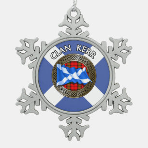 Adorno De Peltre Tipo Copo De Nieve Clan Baird Tartan Knot & Flag